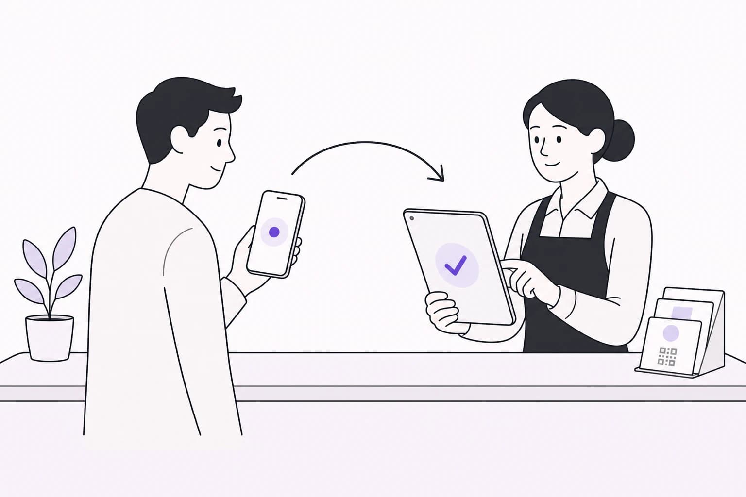 Customer sending a live request for staff approval at the counter