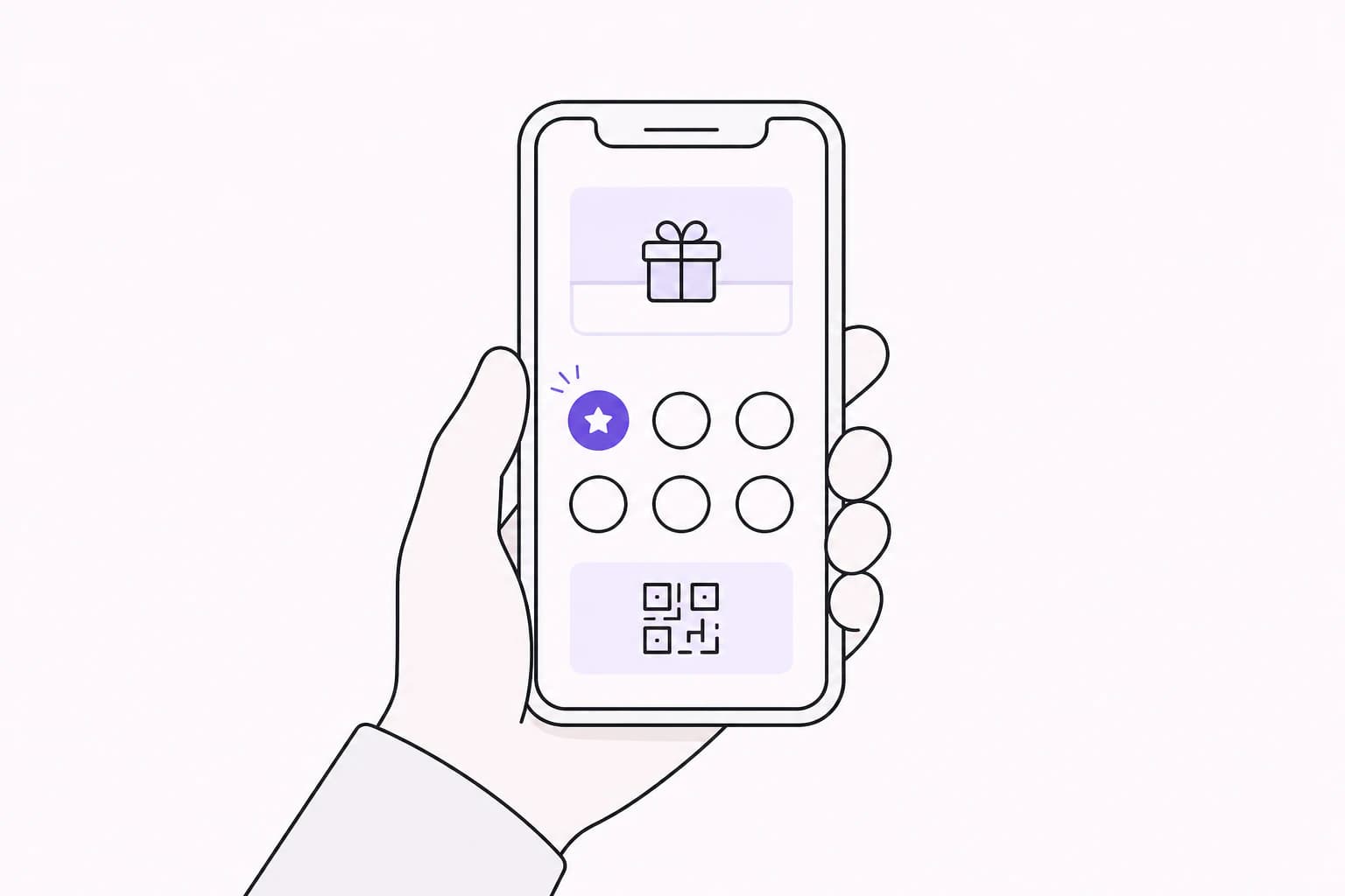 Phone showing a new violet stamp on a digital loyalty card